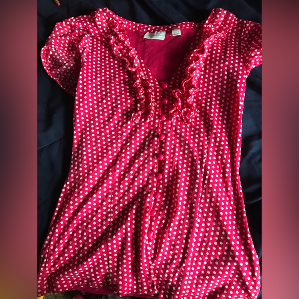 Pink/red and white blouse